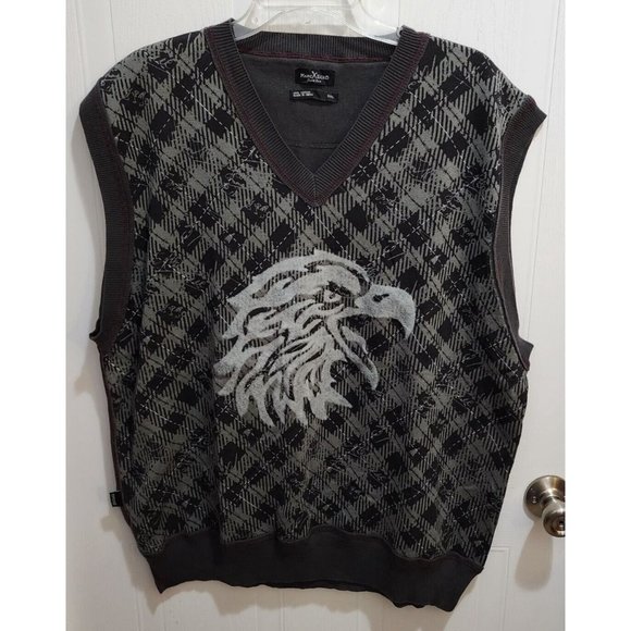 MARC ECKO Cut & Sew Eagle Head Plaid Pullover Sleeveless Sweater Vest Size 2XL - Picture 1 of 9